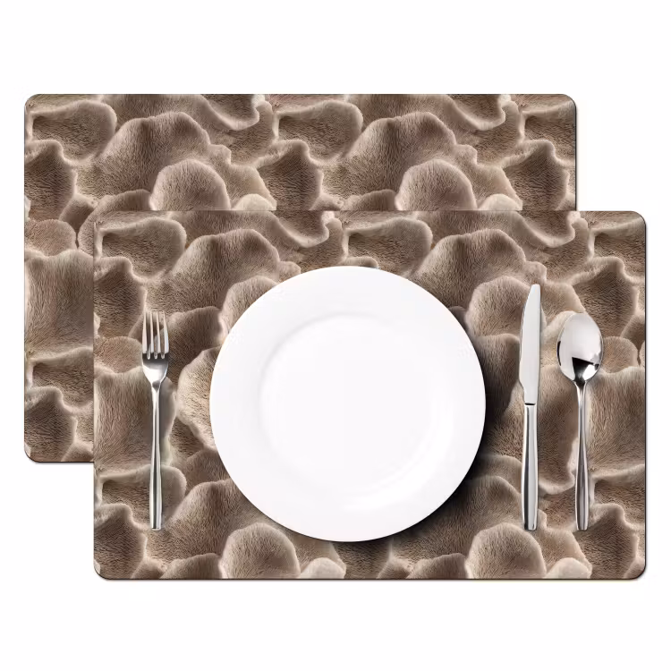 Placemat - 6 stuks - Waaiervorm - Beige - Vezel textuur — 2