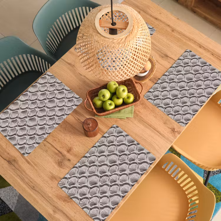 Placemat - 6 stuks - Zand - Schelpenvorm - Grijs — 3