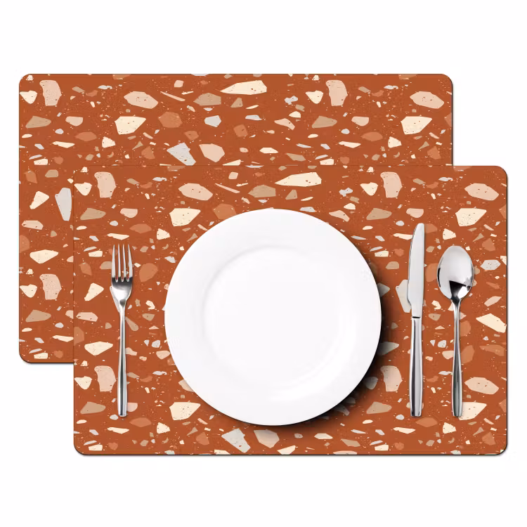 Placemat vinyl - Terrazzo - Patroon - Klei — 2