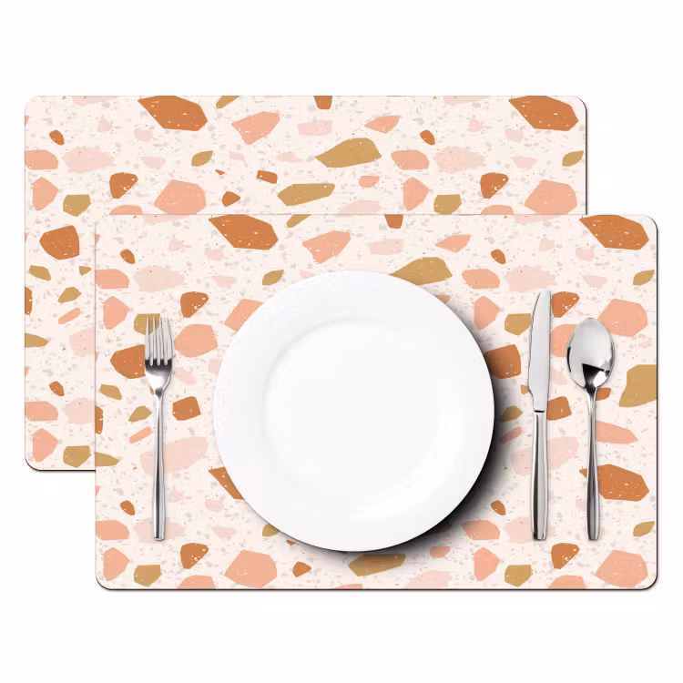 Placemat vinyl - Terrazzo - Patroon - Kleurrijk - Zalm — 2