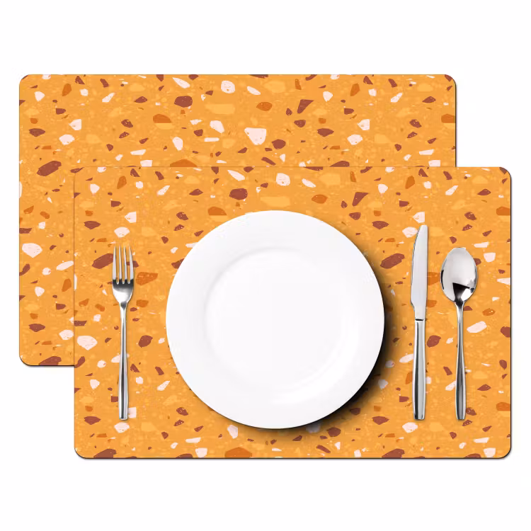 Placemat vinyl - Terrazzo -  Patroon - Okergeel — 2