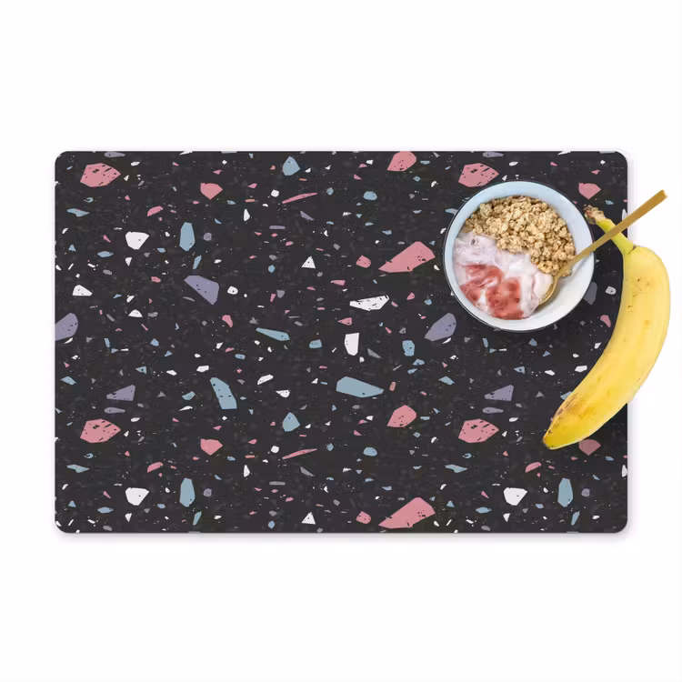 Placemat vinyl - Terrazzo - Patroon - Zwart - Zacht — 1