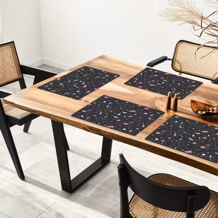 Placemat vinyl - Terrazzo - Patroon - Zwart - Zacht — 4