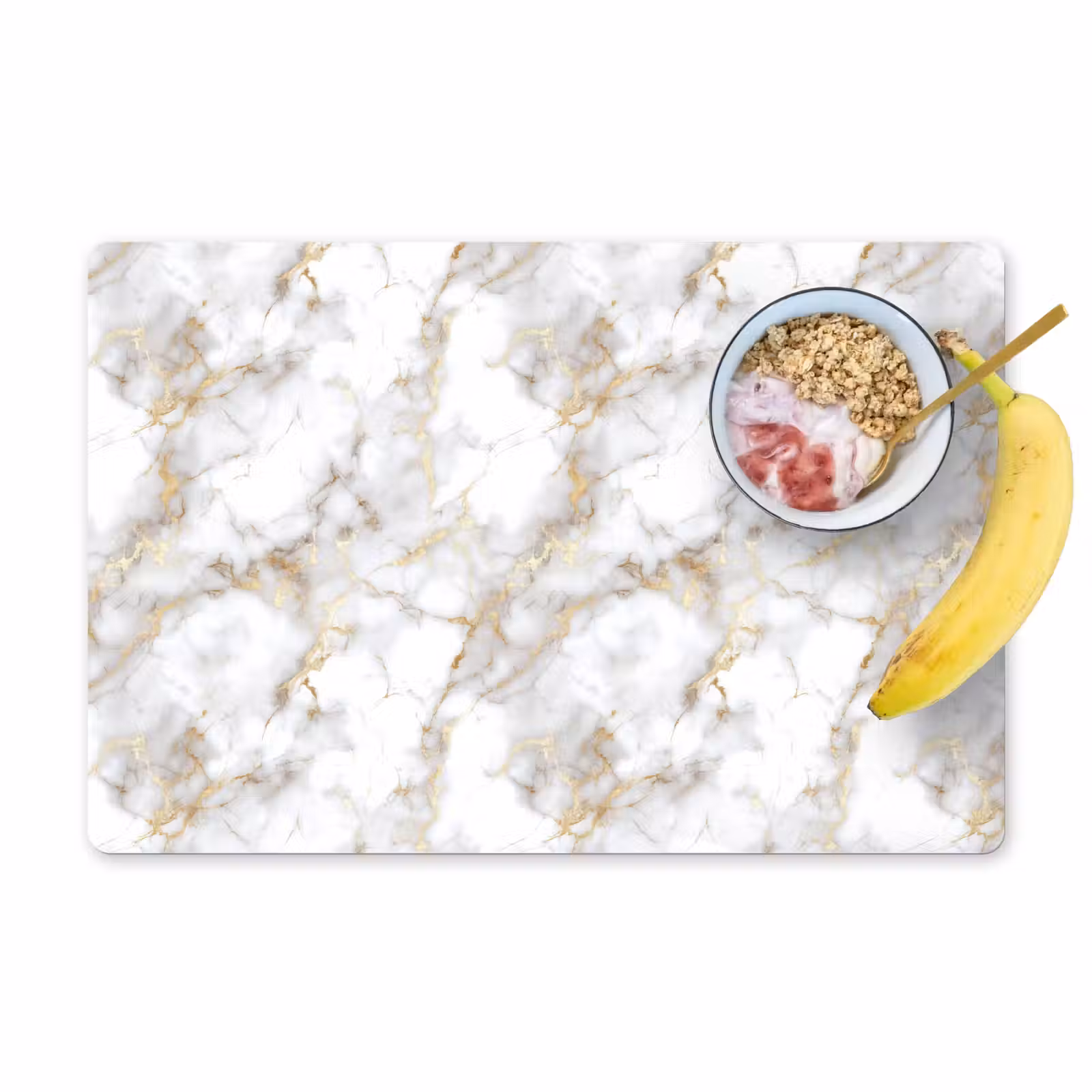Placemat - 6 stuks - Gouden aders - Marmer - Wit — 1