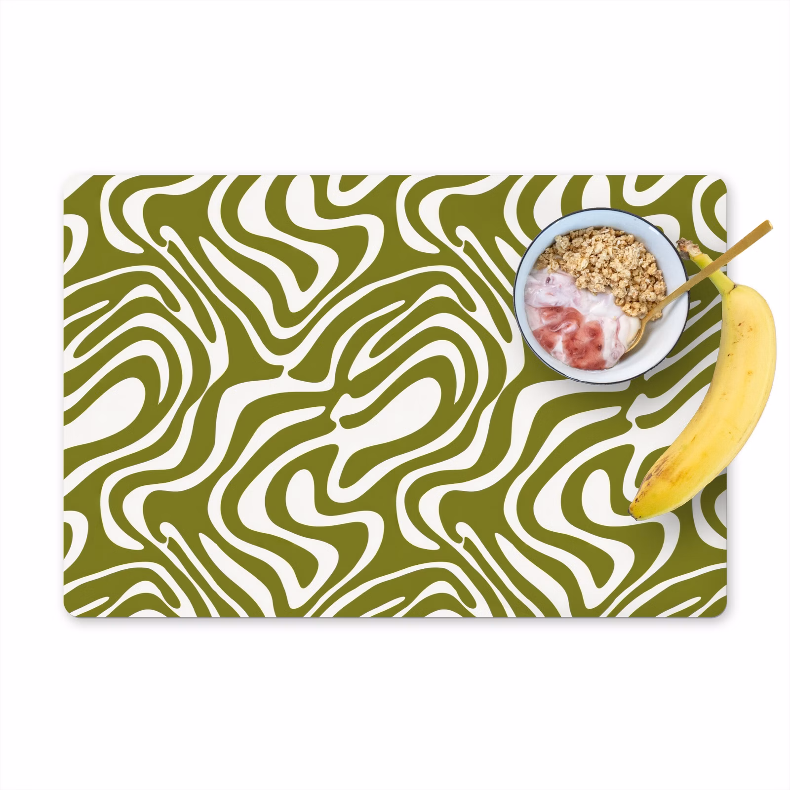 Placemat - 6 stuks - Lijnpatroon - Groen - Organisch — 1