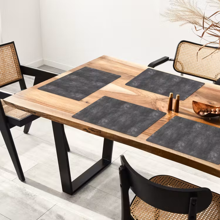 Placemat - 6 stuks - Donkergrijs - Ruw - Beton — 4