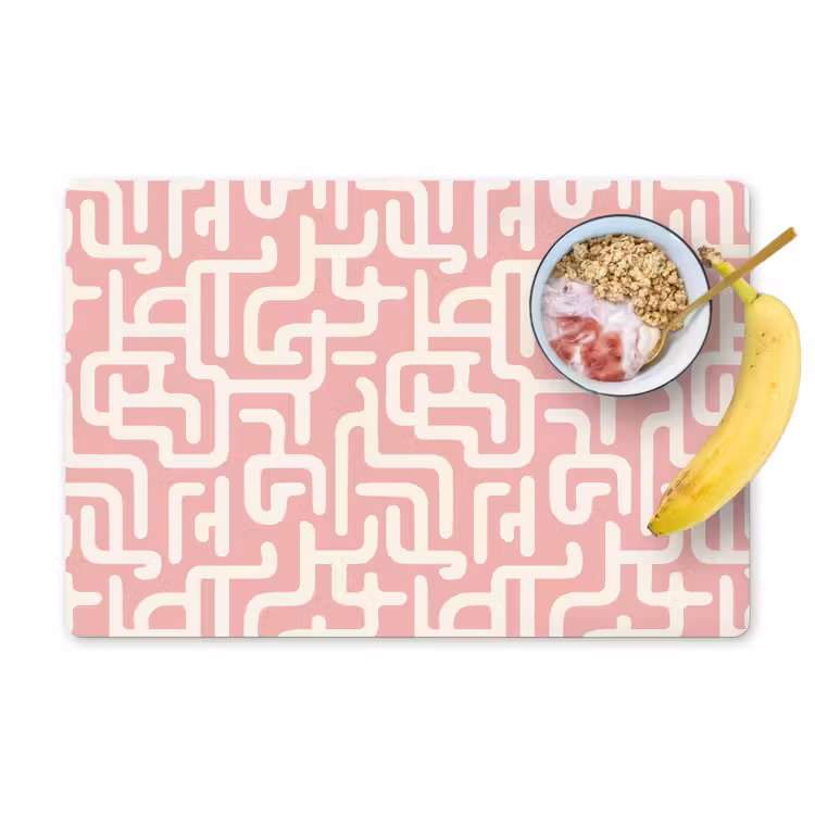 Placemat - 6 stuks - Doolhofpatroon - Roze - Wit - Abstract — 1