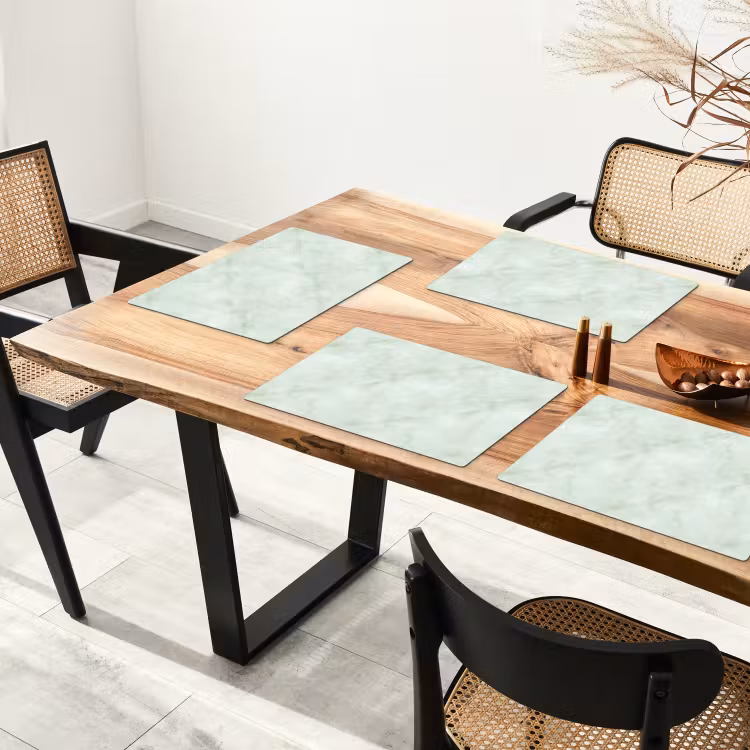 Placemat - 6 stuks - Groen - Marmer - Vloeiende aders — 4