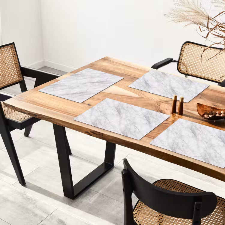 Placemat - 6 stuks - Klassiek - Marmer - Grijs — 4