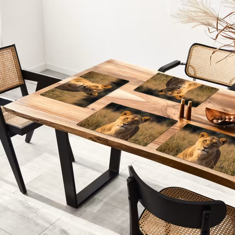 Placemat - 6 stuks - Leeuwin - Gras - Geel — 4