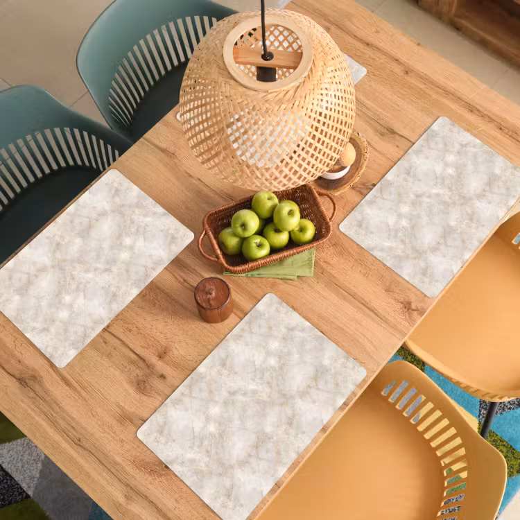 Placemat - 6 stuks - Lichtbeige - Goudbruine Nerven - Marmer — 3