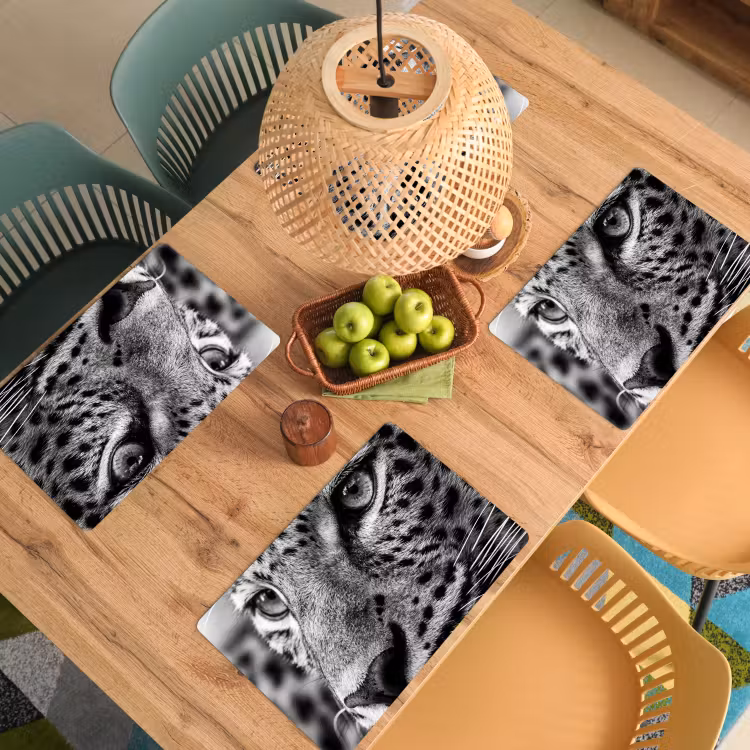 Placemat - 6 stuks - Luipaard - Zwart - Wit - Oog — 3