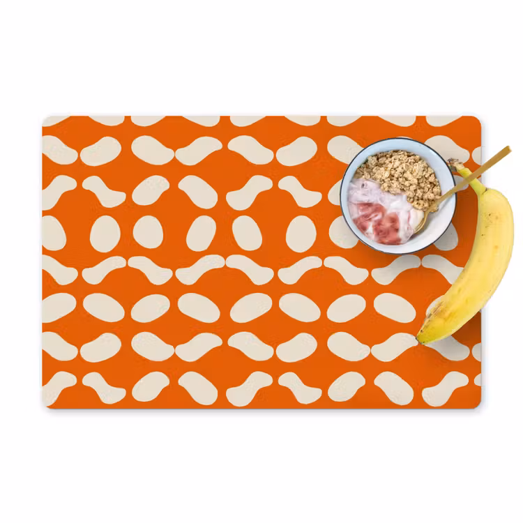 Placemat - 6 stuks - Oranje - Organische vormen - Wit — 1