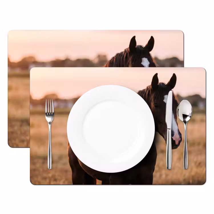 Placemat - 6 stuks - Paard - Zonsondergang - Bruin — 2