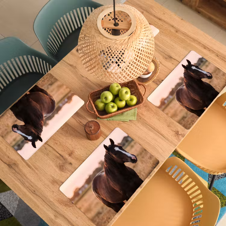Placemat - 6 stuks - Paard - Zonsondergang - Bruin — 3