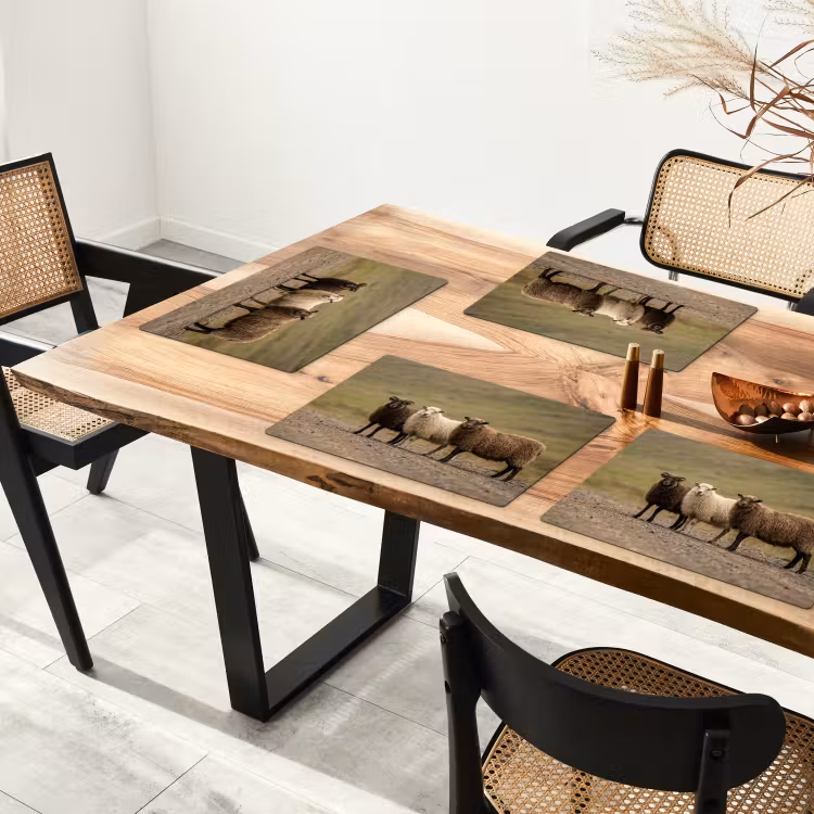 Placemat - 6 stuks - Schapen - Bruin - Wit - Grindpad — 4