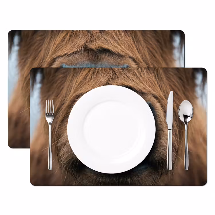 Placemat - 6 stuks - Schotse hooglander - Neus - Bruin — 2