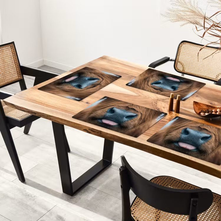 Placemat - 6 stuks - Schotse hooglander - Neus - Bruin — 4