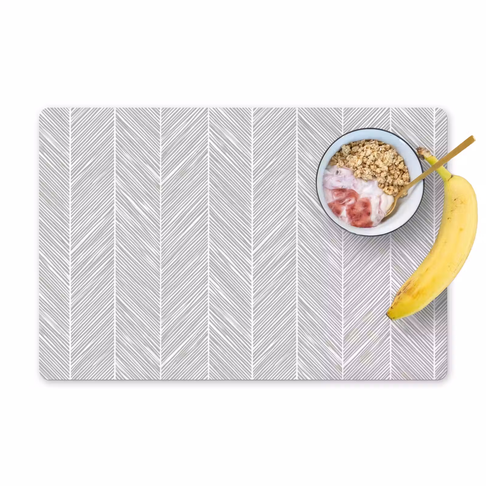 Placemat - 6 stuks - Klassiek - Visgraat - Grijs — 1