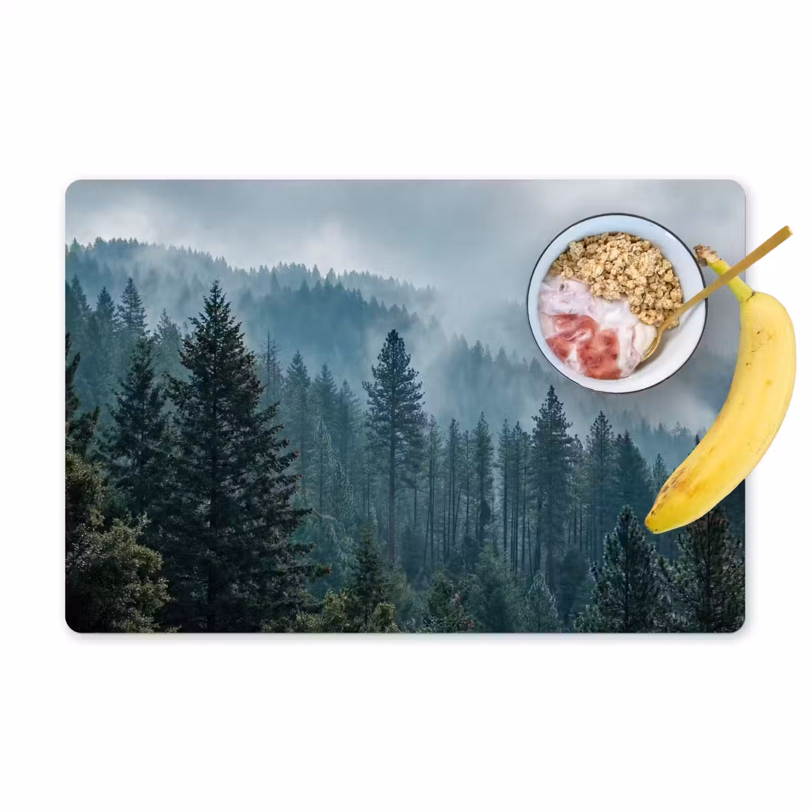 Placemat - 6 stuks - Naaldwoud - Bergen - Mist — 1