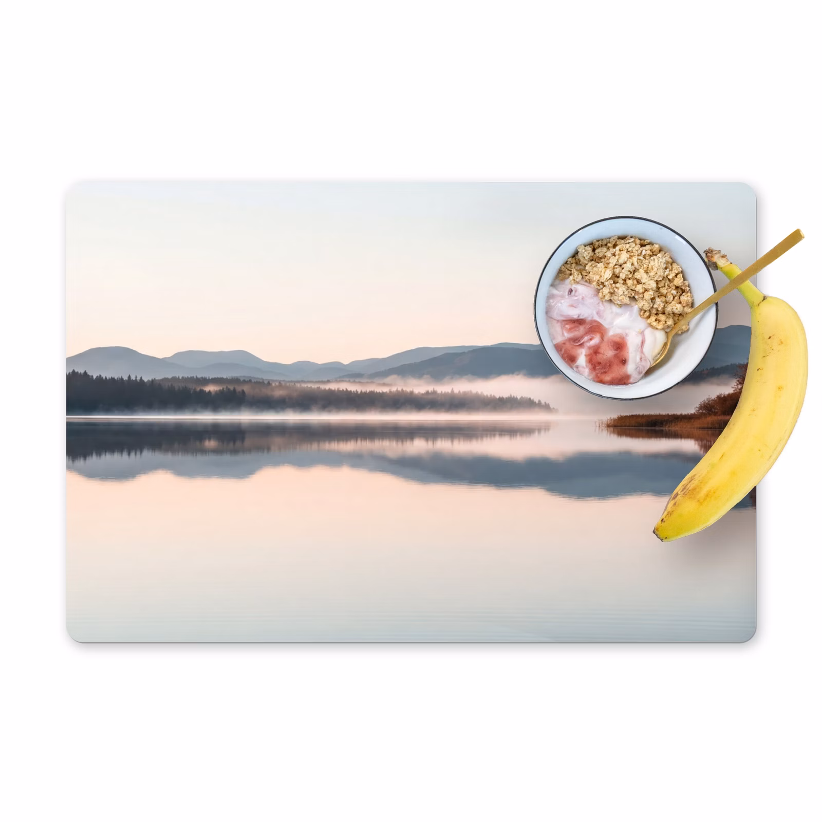 Placemat - 6 stuks - Water - Bomen - Mistlaag — 1