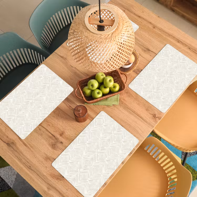 Placemat - 6 stuks - Abstract - Ruiten - Beige — 3