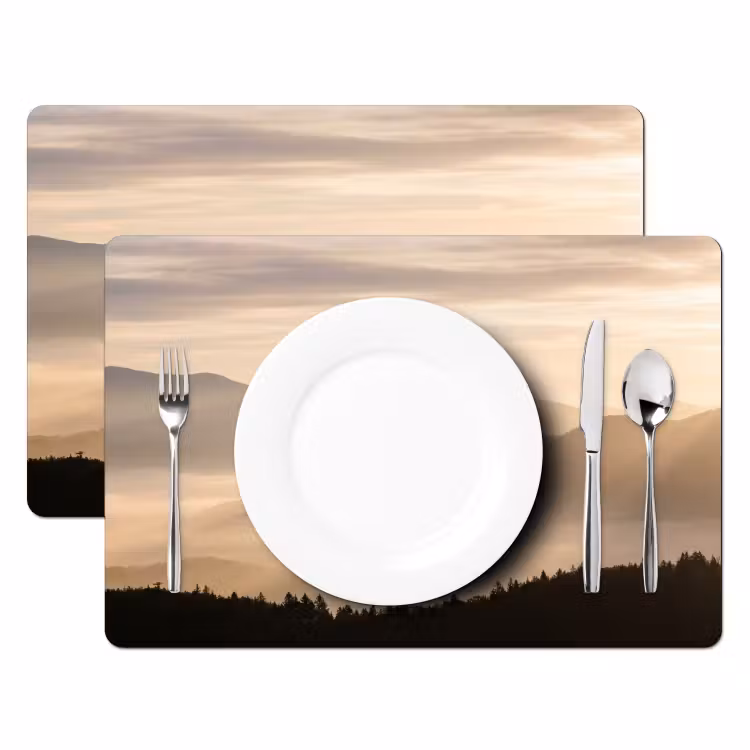Placemat - 6 stuks - Bergen - Mist - Zonnestralen — 2