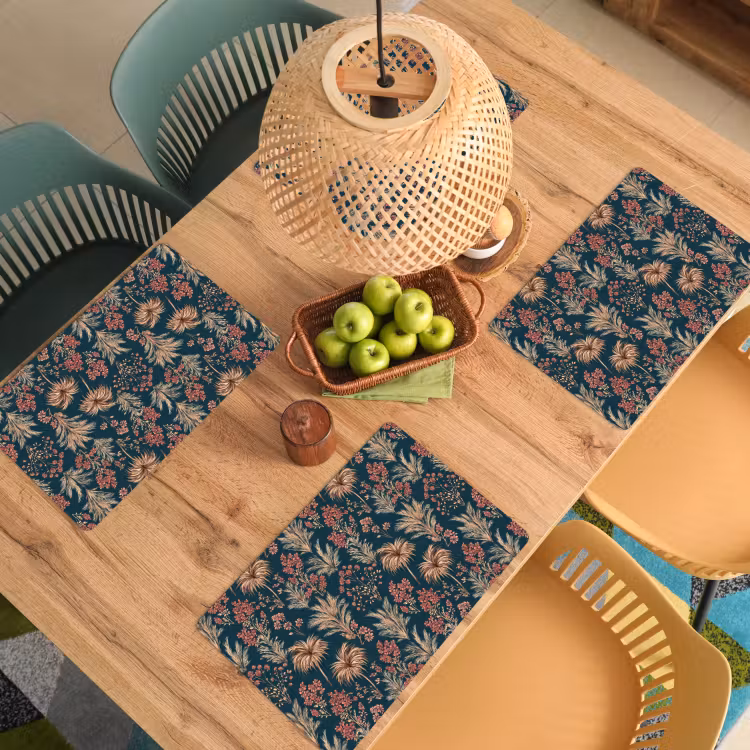 Placemat - 6 stuks - Botanisch - Patroon - Blauw — 3