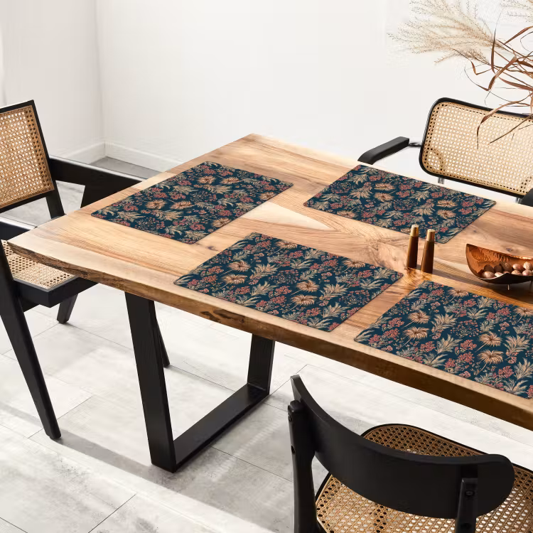 Placemat - 6 stuks - Botanisch - Patroon - Blauw — 4