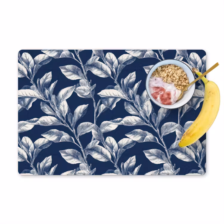 Placemat - 6 stuks - Botanisch - Patroon - Blauw — 1