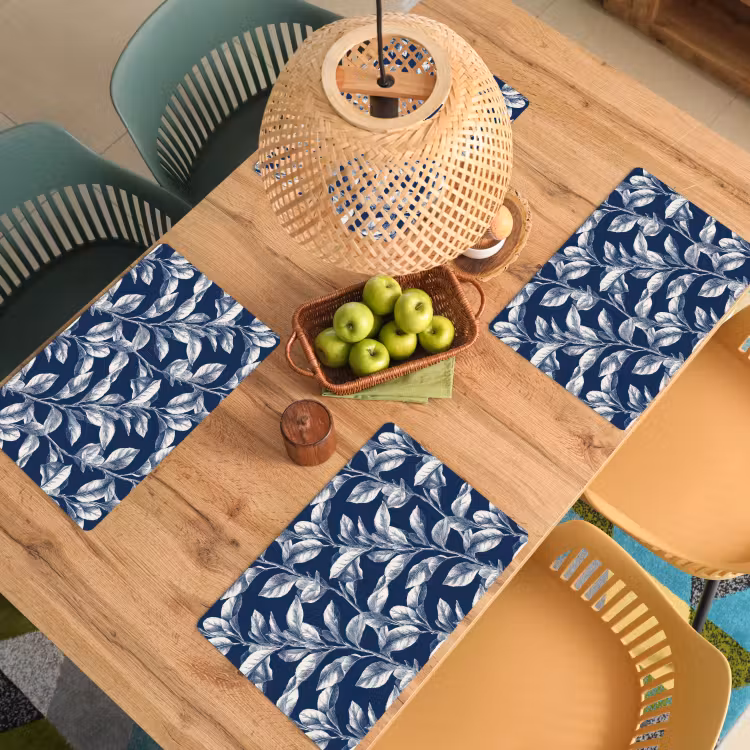Placemat - 6 stuks - Botanisch - Patroon - Blauw — 3