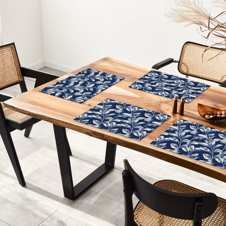 Placemat - 6 stuks - Botanisch - Patroon - Blauw — 4