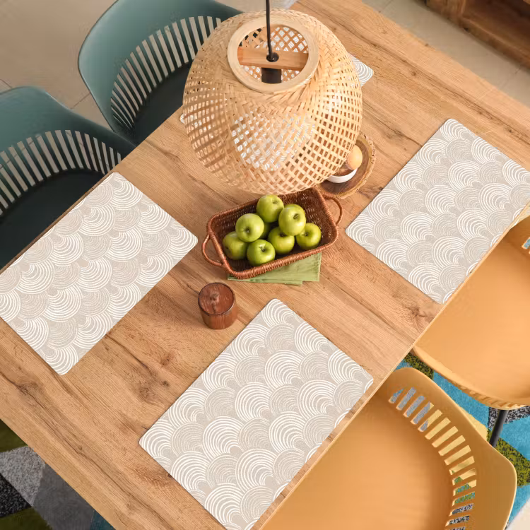 Placemat - 6 stuks - Golven - Structuur - Beige — 3