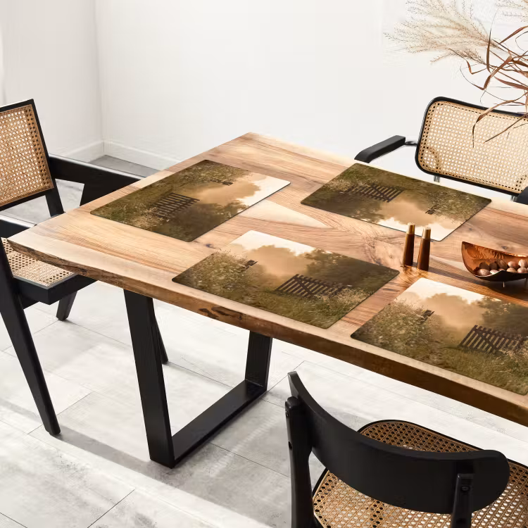 Placemat - 6 stuks - Hek - Natuur - Mist - Veld — 4