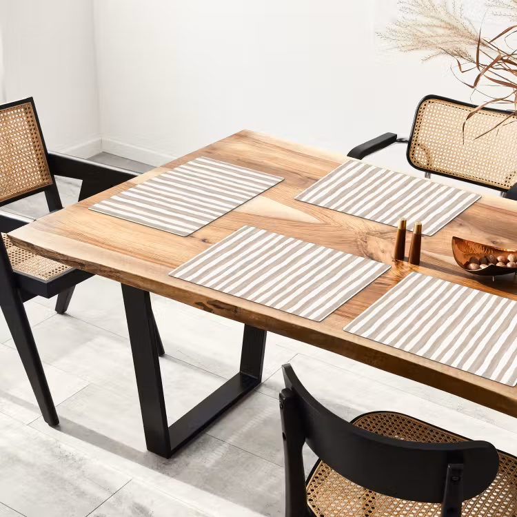 Placemat - 6 stuks - Minimalistisch - Strepen - Beige — 4
