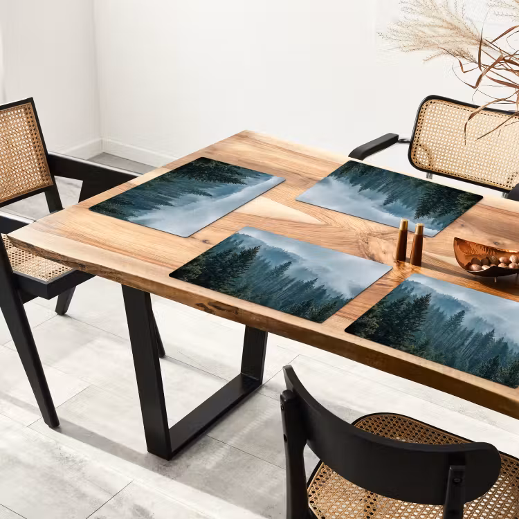 Placemat - 6 stuks - Naaldwoud - Bergen - Mist — 4