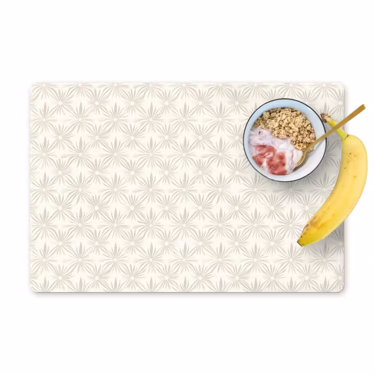 Placemat - 6 stuks - Patroon - Bloemen - Beige — 1