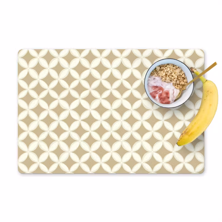 Placemat - 6 stuks - Symmetrisch - Motief - Beige — 1