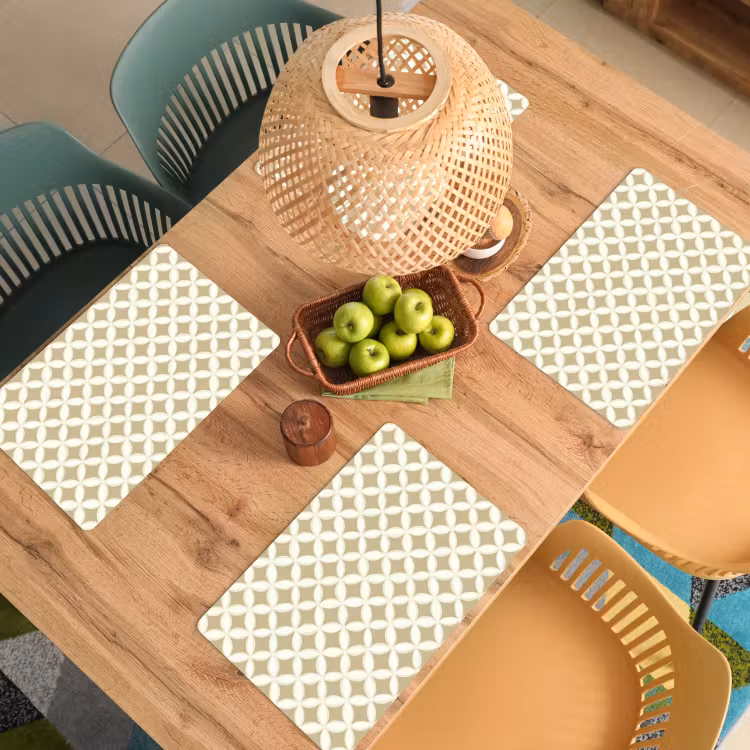 Placemat - 6 stuks - Symmetrisch - Motief - Beige — 3
