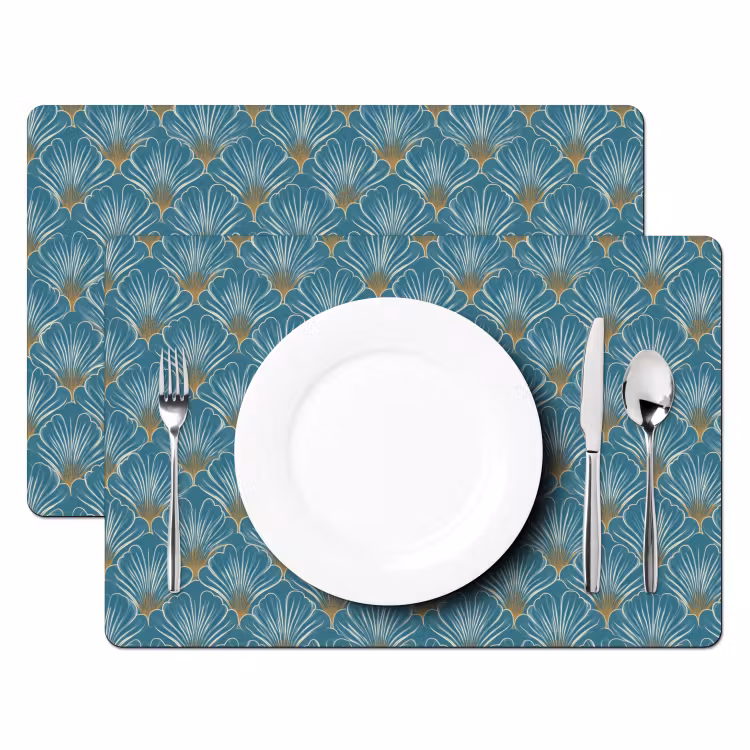 Placemat - 6 stuks - Symmetrisch - Patroon - Blauw — 2
