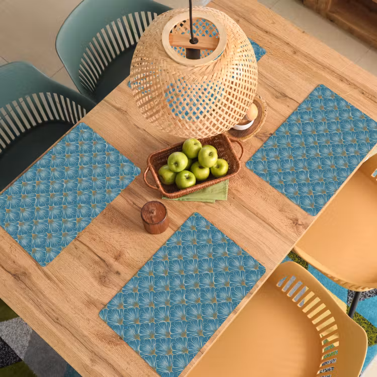 Placemat - 6 stuks - Symmetrisch - Patroon - Blauw — 3