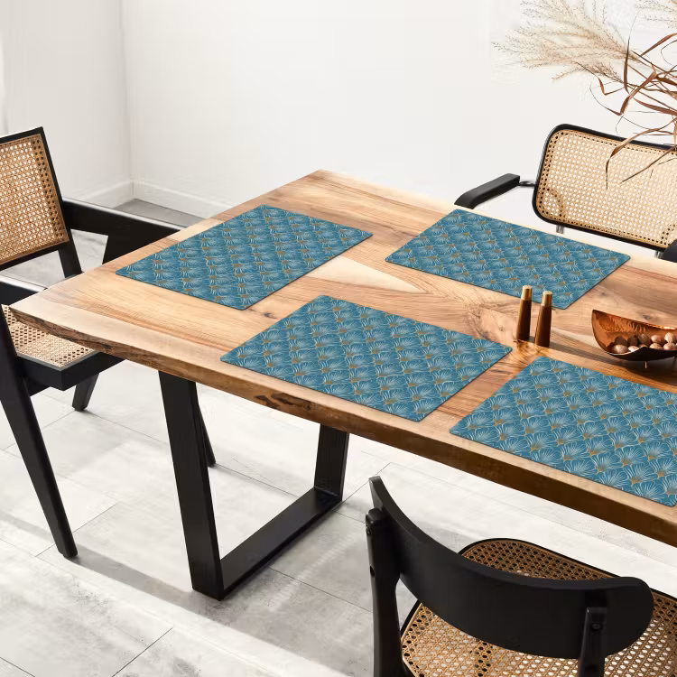 Placemat - 6 stuks - Symmetrisch - Patroon - Blauw — 4