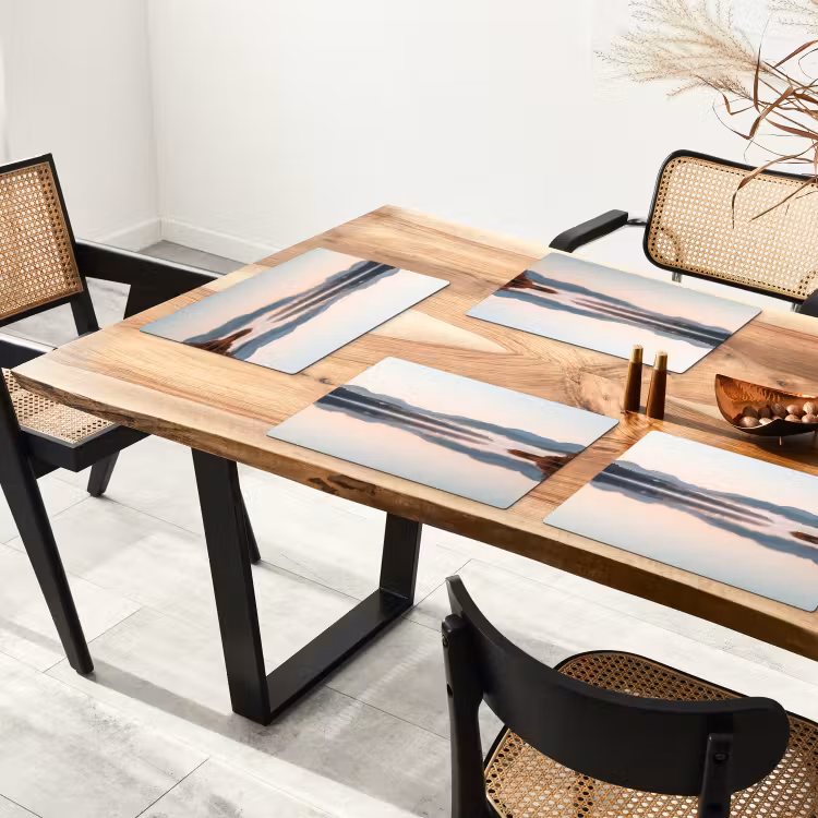 Placemat - 6 stuks - Water - Bomen - Mistlaag — 4