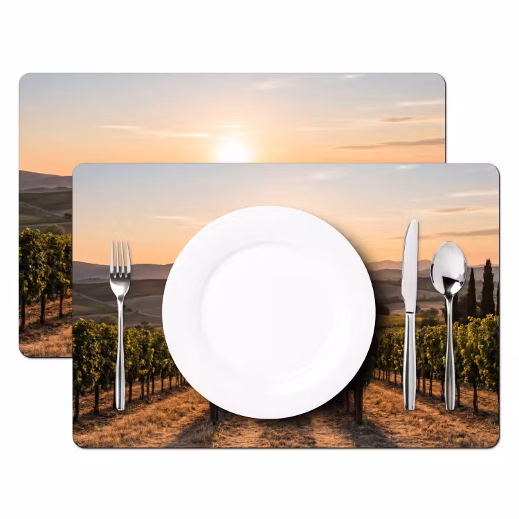Placemat - 6 stuks - Wijngaard - Zonsondergang - Landschap — 2