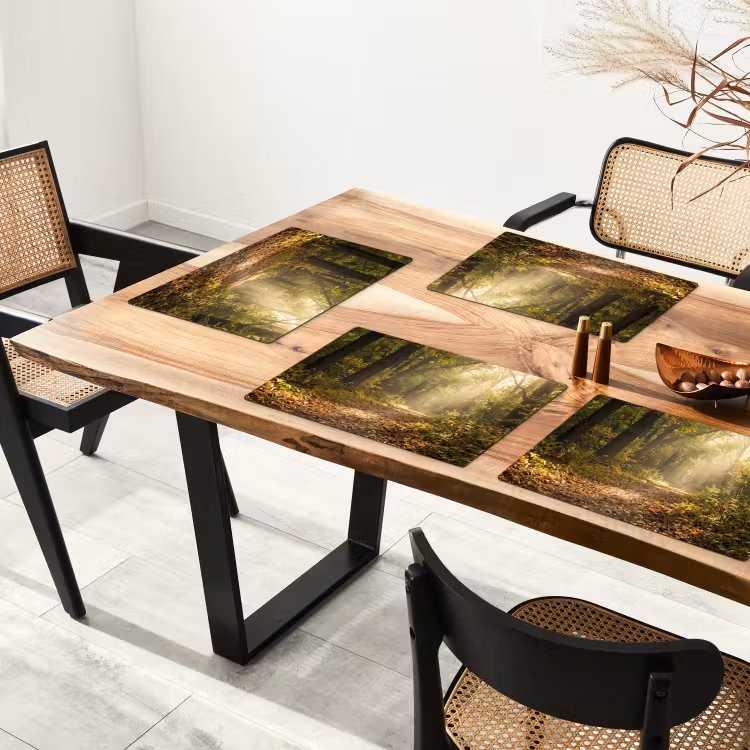 Placemat - 6 stuks - Zonlicht - Bospad - Bomen — 4