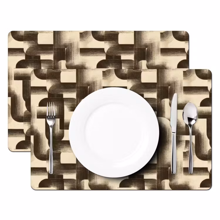 Placemat - 6 stuks - Abstract - Retro - Zwart — 2