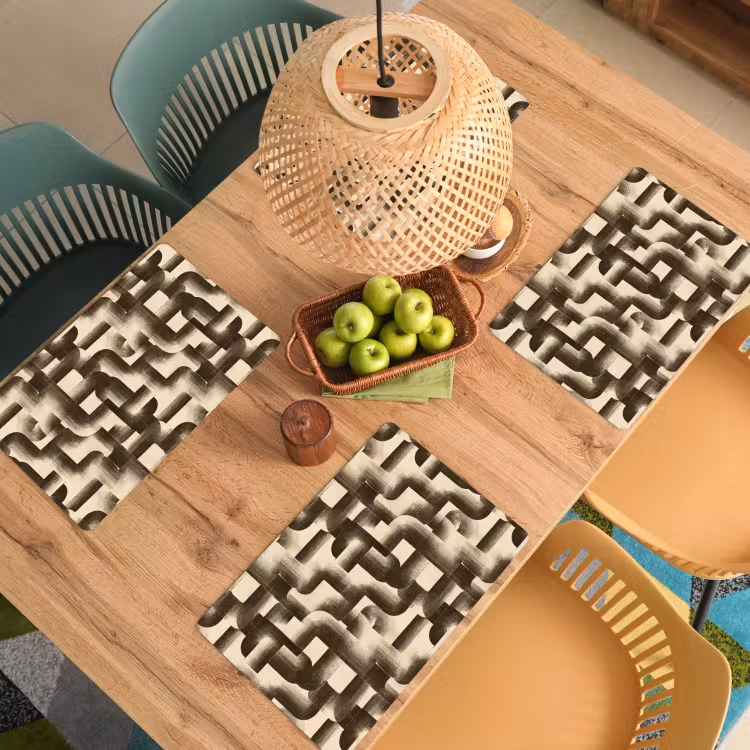 Placemat - 6 stuks - Abstract - Retro - Zwart — 3