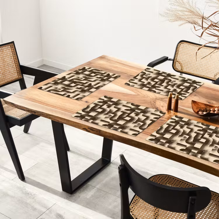 Placemat - 6 stuks - Abstract - Retro - Zwart — 4