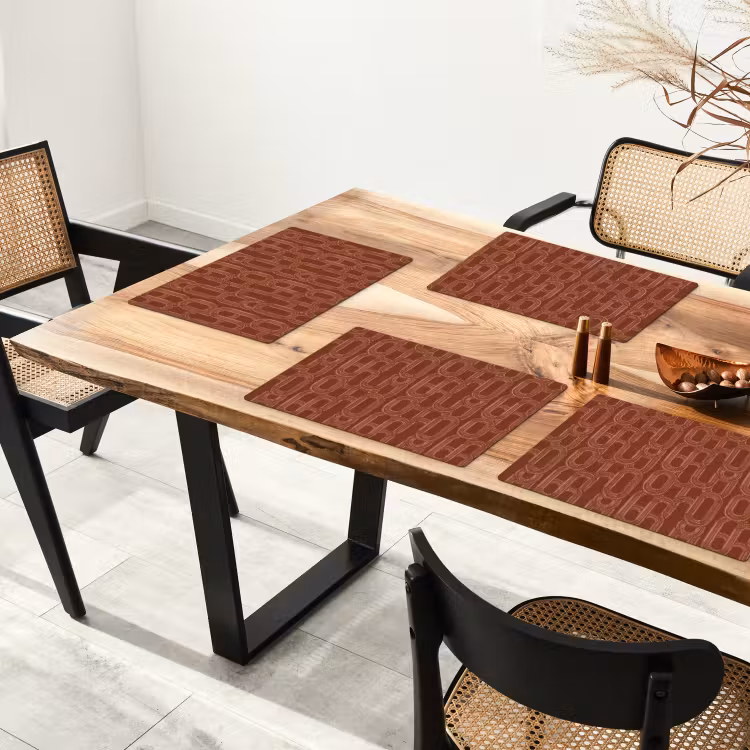 Placemat - 6 stuks - Abstract - Textuur - Bruin — 4