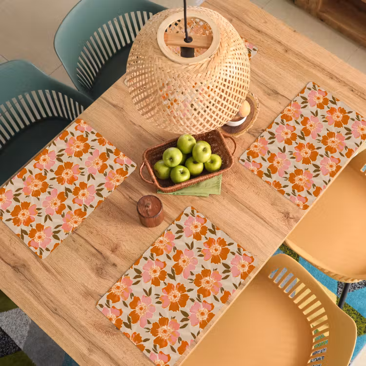Placemat - 6 stuks - Bloemen - Motief - Retro — 3
